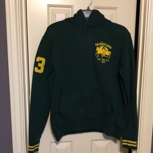 Men’s Polo Dark Green Sweatshirt with Yellow Details